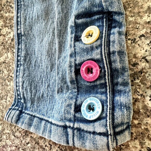 Beverly Hills Polo Club Pony Girls Size 5 Designer Blue Jean Pants Pink Buttons - Picture 5 of 16
